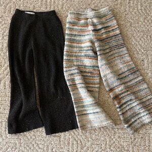 Girls Zara Striped and Black Knit Pants